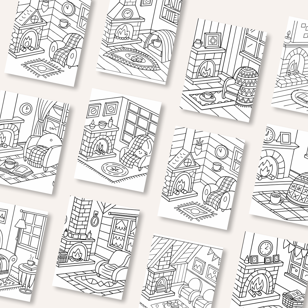 100 Cozy Hygge Bold and Easy Coloring Pages