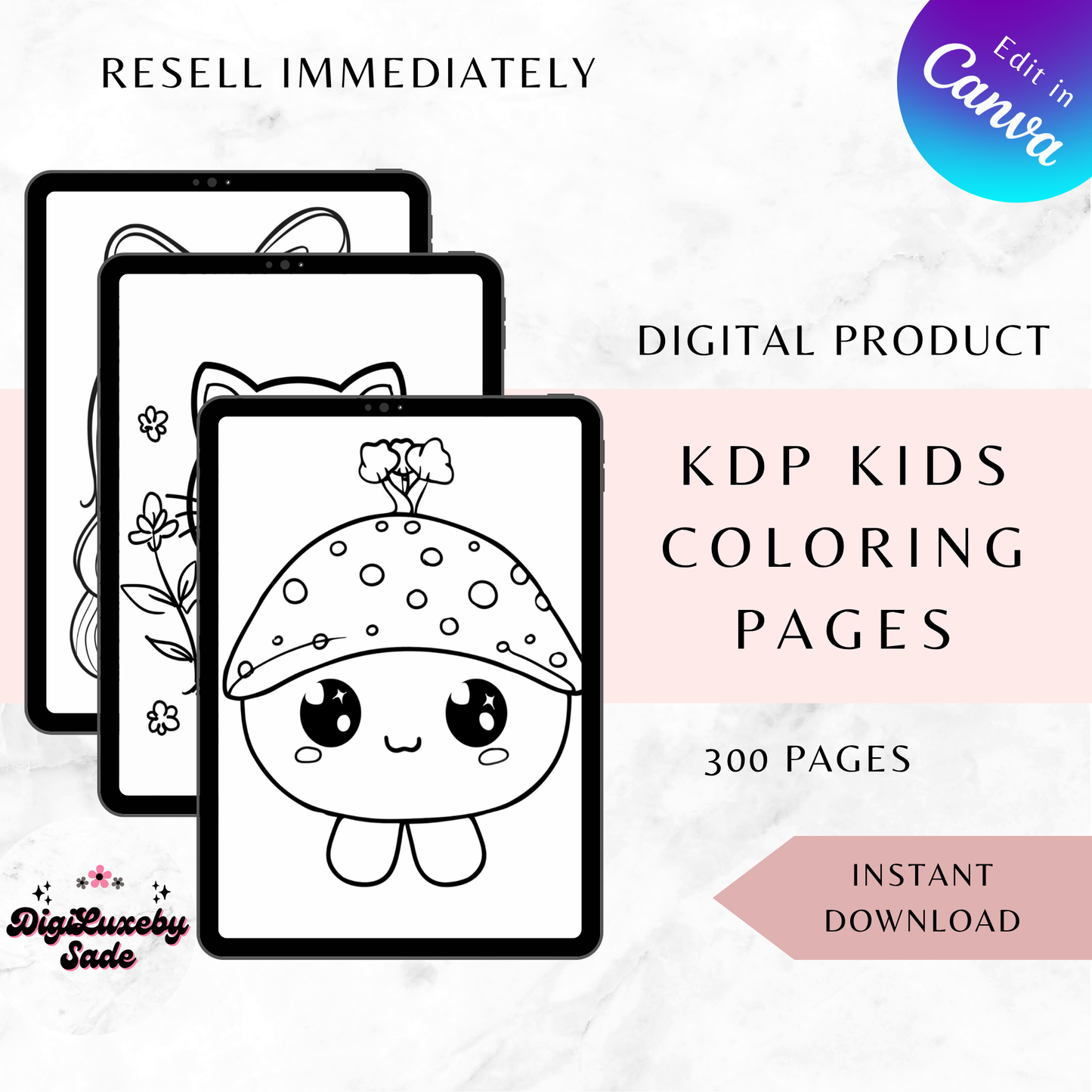 Cute Kawaii Coloring Book: 300 Adorable Pages for All Ages | MRR, PLR, Commercial, and Personal Use