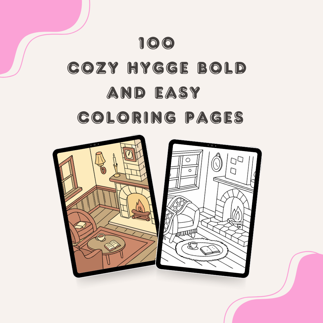 100 Cozy Hygge Bold and Easy Coloring Pages