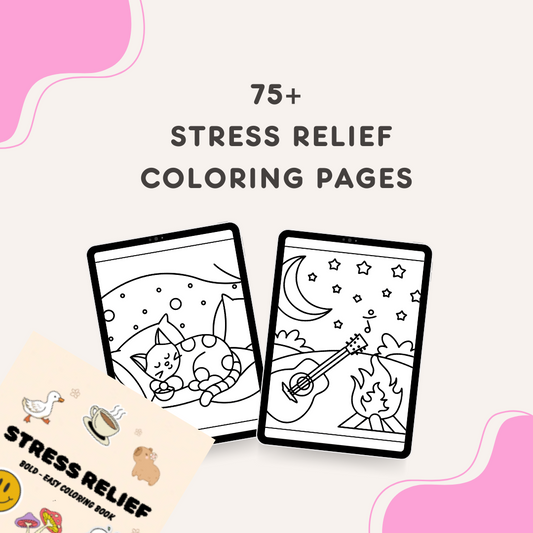 75+ Stress Relief, Bold Easy Coloring Pages