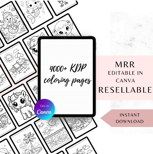 4000+ KDP Coloring Pages with MRR PLR  | Digital Download | Digital Product | Commercial Use Personal Use.
